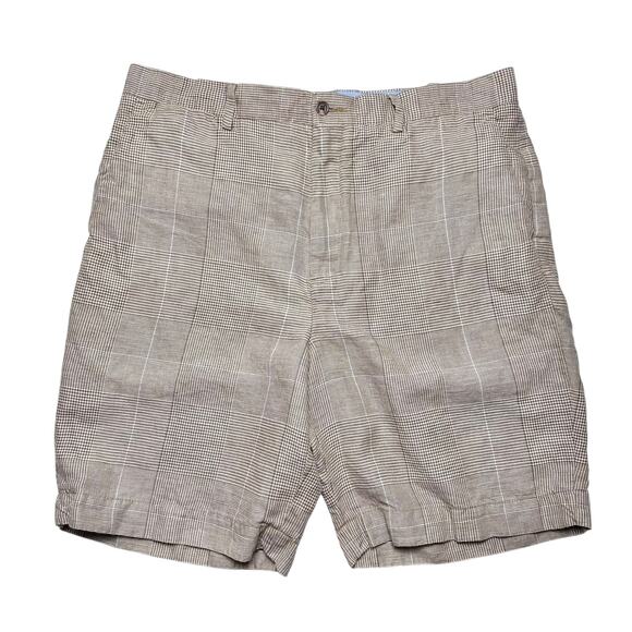 Polo Ralph Lauren | Men | Tan Linen Blend 9 Inch Glen Plaid Shorts | Sz 36 - Picture 2 of 10